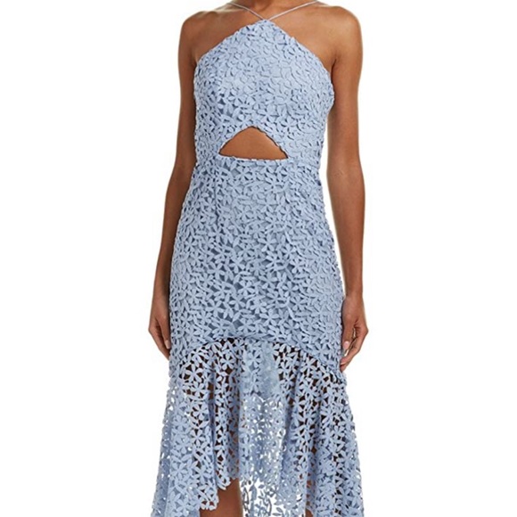 Amur Lara Dress Light Blue Eyelet Hi Low Midi Dress Size 6 - Picture 6 of 13